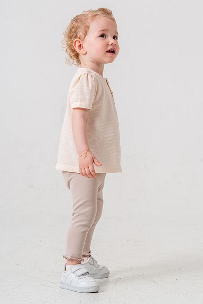 bombe Baby Kids Cream Cotton Tights 2-Piece Set Trend Fashion Bottom Top Set