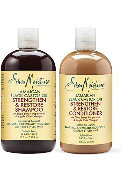 Shea Moisture Strengthen, Grow & Restore Shampoo and Conditioner Set, Jamaican Black Castor Oil Comb