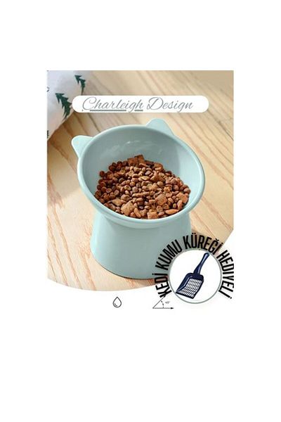 Skygo Food Bowl Cat and Small Dog Food Bowl Cat Litter Shovel Set Blue