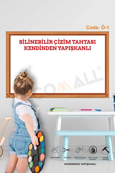 DECOMALL Ö-1 Yazı tahtası Silinebilir Eğitici Ve Öğretici Çocuk Odası Duvar S...