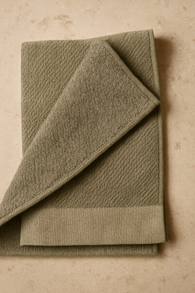 Lobya Sireya Premium Cotton 2-Piece Olive Green Bath Towel (85X170)