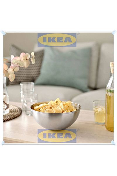 IKEA Blanda Blank Stainless Steel Serving Bowl, Salad and Snack Bowl, 20 cm