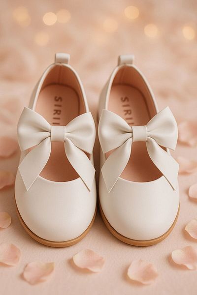SIRRI Girl's Amira Velcro and Bow Ballerina Shoes