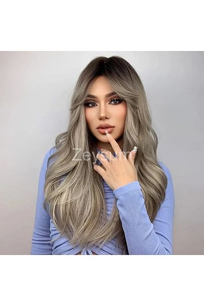 Zeysum Gray Half Moon Hair Snap Wavy Hairpiece Toupee 60 cm 120Gr Heat Resistant