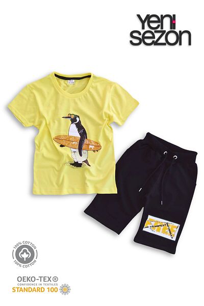 TRİLİYA Triliya Cotton Unisex Children's Capri Set (with Pocket & Lanyard, 3-12 Years)