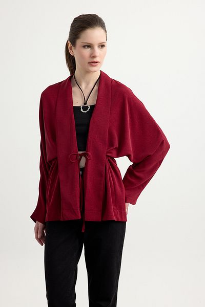 Birgül Bektaş Burgundy Crashed Kimono