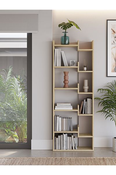 Mourah Home Oppa 4-Tier Bookcase – Modern Floor Cabinet & Display Book Shelf for Living Room/Bedroom
