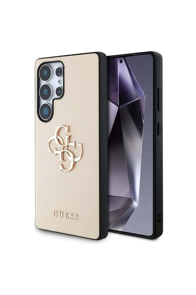 Guess Case for Samsung Galaxy S25 Ultra, Guess, Hardcase Grained Big and Classic, Beige