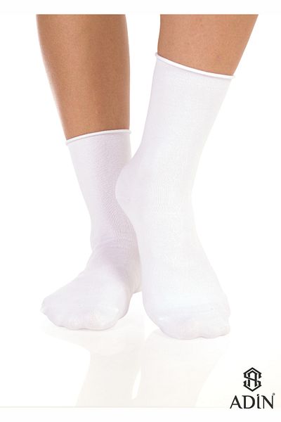 Adin Bamboo Women's Elasticless White Socket Seamless Premium Socks 6 Pair Pack / No Marks / No Squeezing Socks
