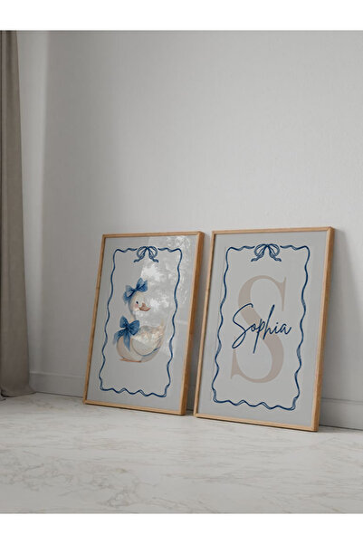 POSTER Ördek tasarımlı Bebek odası poster, özel isimli 2li poster set
