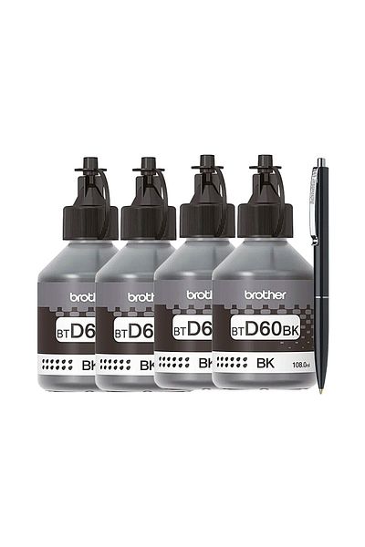 Brother Set Flacon Cerneala Brother Original 4x BTD60BK Negru 26000 pagini, Pix Schneider