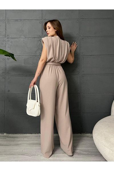 SUYA US WEAR Premium Jumpsuit with Crepe Fabric Padding and Waist Tie Detail