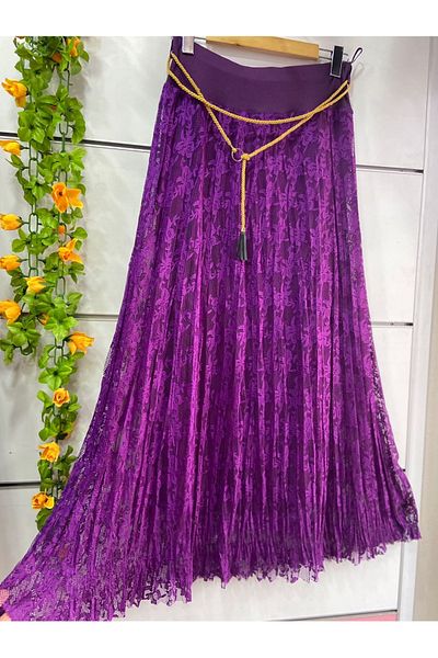 edu collection Lace Lined Skirt with Belt Gift