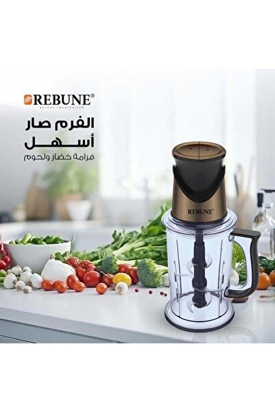rebune Electric Food Chopper, Stainless Steel Blades, 2L, 350W