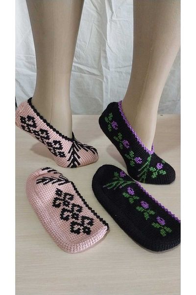 Papatyam 2 Pieces of Hand Knitted Dowry Tunisian Handmade Booties/Tunisian Handmade Booties/Handmade Booties/Knitted Booties/Tunisian/Handmade/Bundle
