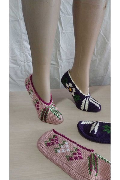 Papatyam 2 Pieces of Hand Knitted Dowry Tunisian Handmade Booties/Tunisian Handmade Booties/Handmade Booties/Knitted Booties/Tunisian/Handmade/Bundle