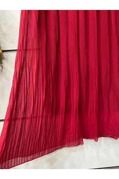 edu collection Close Pleated Lined Chiffon Skirt