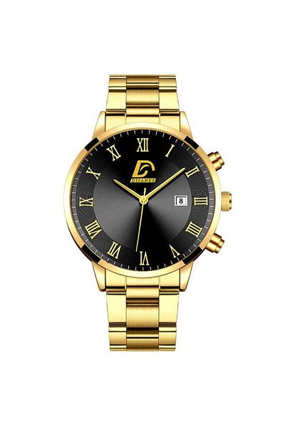 REDz Accessories Ceas de lux, cronograf, bărbătesc, oțel inoxidabil, auriu-negru
