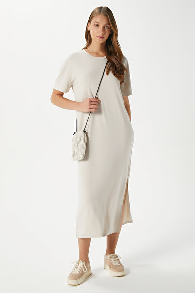 Ritnice Women's Modal Daily Comfort Stone Slit Dress 16556