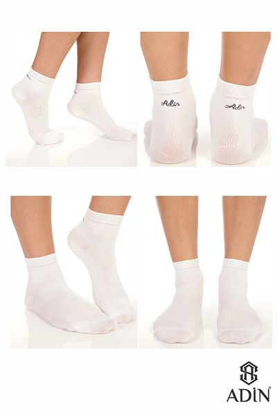 Adin Unisex Bamboo Short Half Socks Socks Plain White Socks Seamless Premium 12 Pack