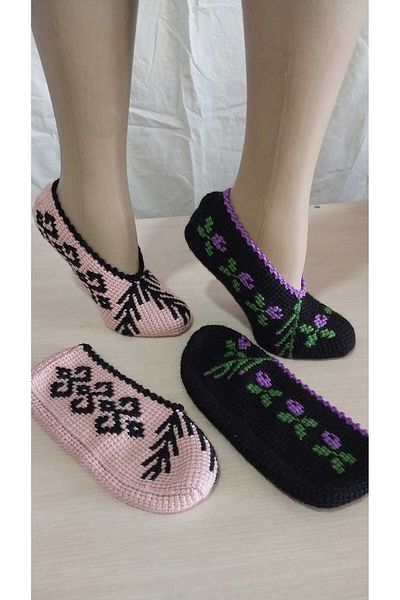 Papatyam 2 Pieces of Hand Knitted Dowry Tunisian Handmade Booties/Tunisian Handmade Booties/Handmade Booties/Knitted Booties/Tunisian/Handmade/Bundle