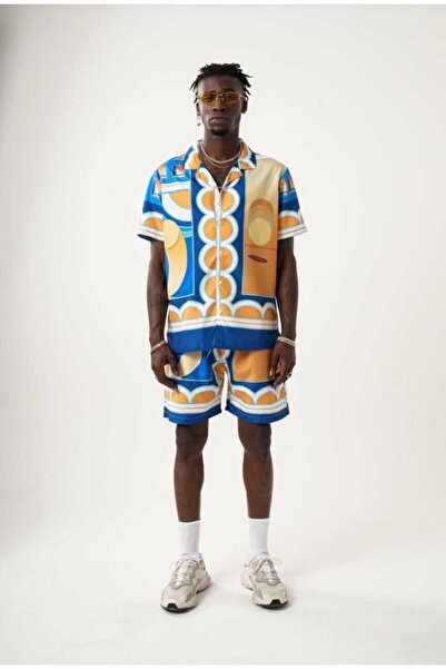 Marka Casablanca Çok Renkli Figür Desenli Gömlek Elbise Takım-Renkli Baskı Gö...