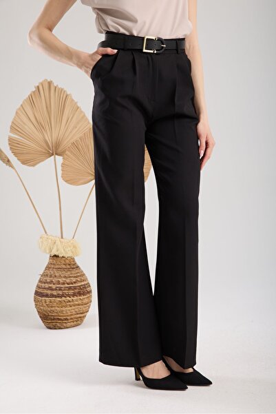 amurpars High Waist Wide Leg Palazzo Black Trousers