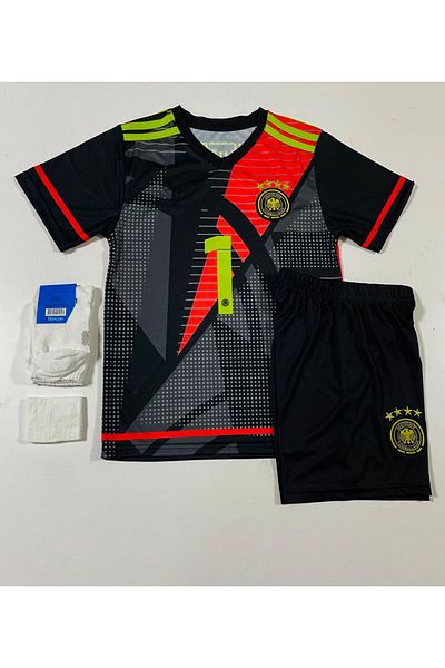 DAYIBALI DÜKKAN Dayibali Neuer Germany Euro 24 Goalkeeper Kids Black Orange Jersey Set of 3