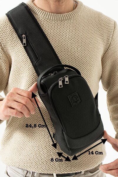 Westpolo Unisex Suni Deri Ve Kanvas Kumaş Çapraz Göğüs Ve Omuz Çantası Body B...