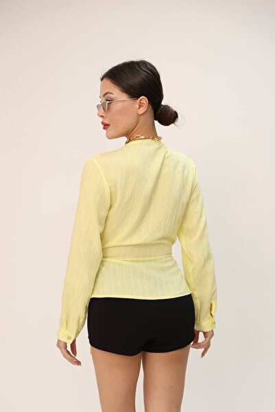 OTAKU Kadın Rahat Kalıp Salaş Monaco Yandan Bağlamalı Gömlek