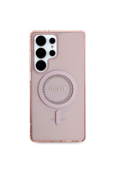 Guess Case For Samsung Galaxy S25 Ultra Iml Rhinestones Magsafe, - Pink