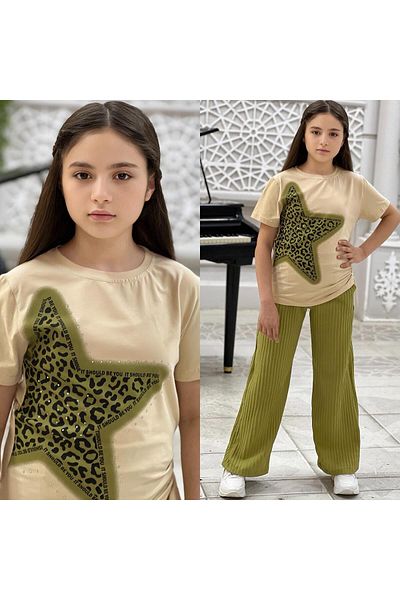 Amur Girl's Suit Top and Bottom Tracksuit Set & Bottom Pleated