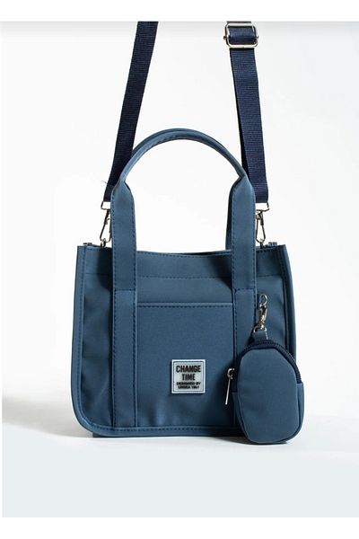 MK butik Women's Navy Blue Column Strap Mini Wallet Hand and Shoulder Bag