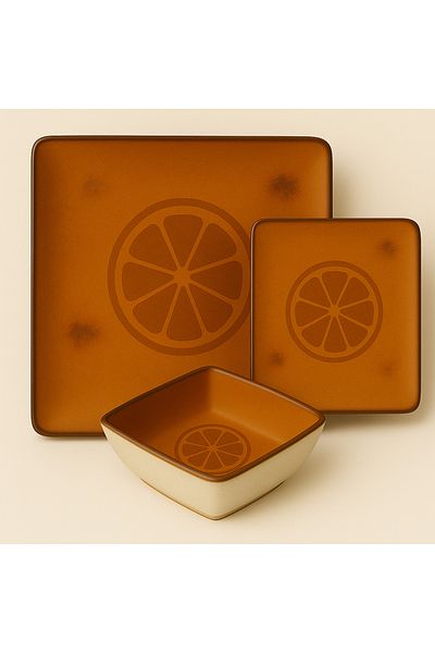 Cesiro 3-piece plate and bowl set, Frutta Grapefruit, Ceramica, Cesiro