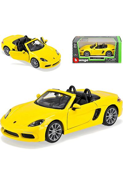 ferman's home Porsche 718 Boxster 1:32 Scale Metal Model Car Metallic Yellow