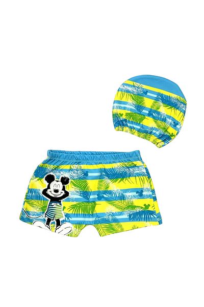 Bebetopya Tropical Patterned Children's Baby Swimsuit and Cap Set