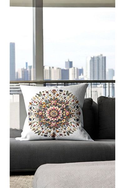 GMhome Flower Mandala Patterned Decorative Throw Pillow Cover 43 X 43cm