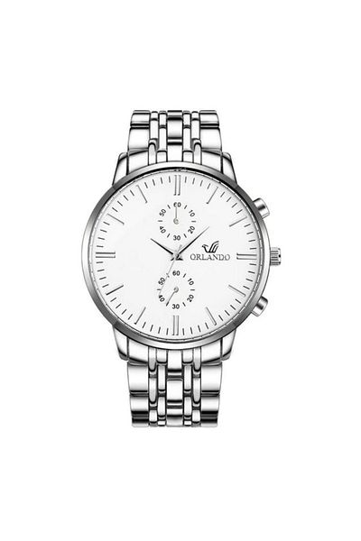 REDz Accessories Men's Watch, Orlando Model, Stainless-Steel, Silver/White