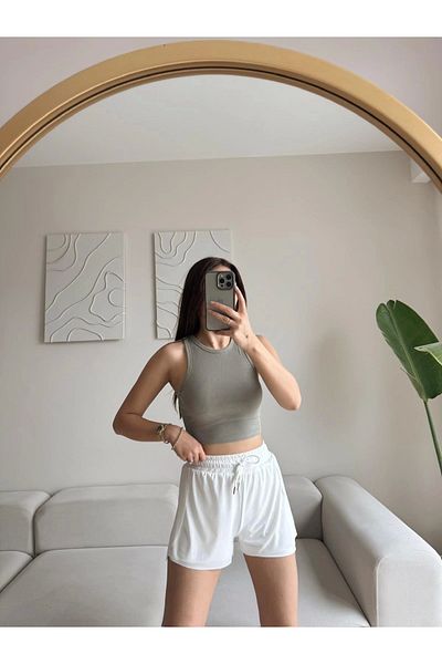 Zoom Butik Lace-up side slit shorts - white