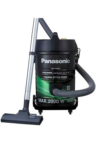 PANASONIC Cylindrical Vacuum Cleaner 2000W by Panasonic, 18L Capacity, MC-YL669GY47, Black and Green