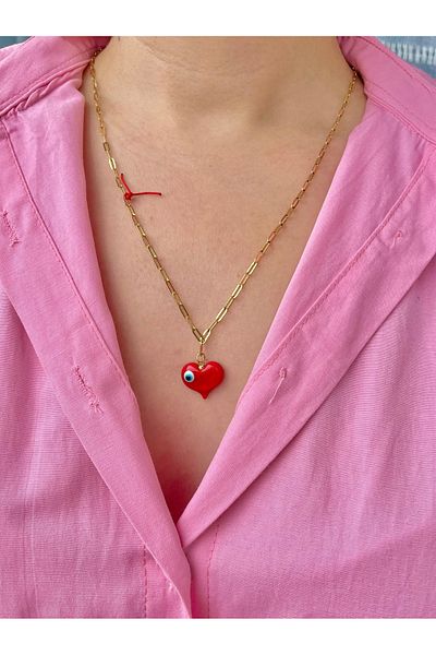 SİRİUS Murano Heart Necklace with 316L Steel Chain