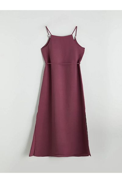 LC Waikiki Lcwaikiki classic burgundy v-neck modal blend strap dress