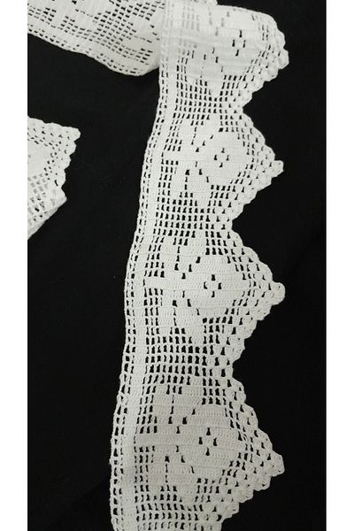 Papatyam Hand Knitted Crochet 1 Piece (240 cm) End Lace/Vintage/Hand Work Dowry Lace/Cotton Rope