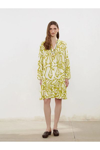 LC Waikiki Lcwaikiki classic green slip collar patterned shirt dress