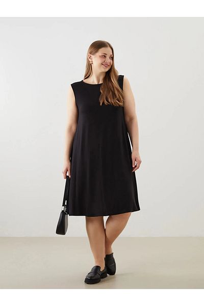 LC Waikiki Lcw Grace Black Crew Neck Women's Dress