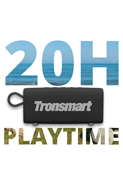 Tronsmart مكبر صوت ترونسمارت تريب ميني محمول بتقنية البلوتوث، بلوتوث 5.3، 20 ساعة، ميكروفون وقت اللعب، مقاوم للماء (أسود)