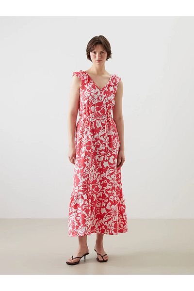 LC Waikiki Lcwaikiki classic pink v-neck floral dress