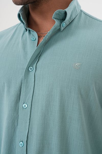 Catto Peak Men's 100% Cotton Breathable Sweat Absorbent Embroidered Regular Shirt
