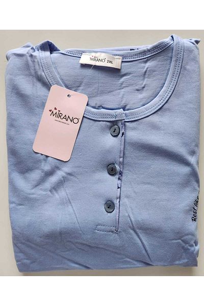 Mirano Set pijamale pentru mama cu mâneci lungi din bumbac supradimensionat 6511 Light Indigo