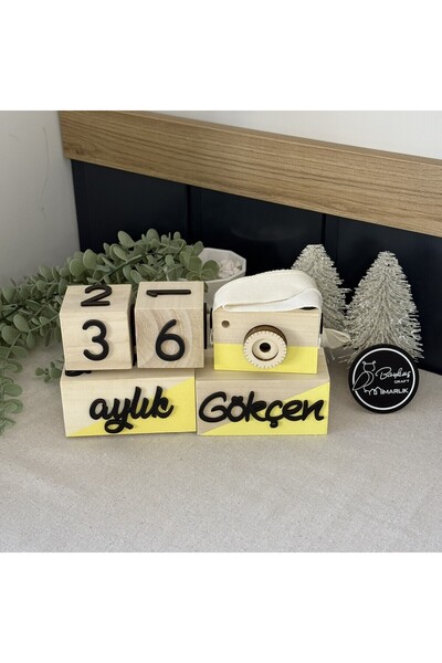 Baykuş Craft Mimarlık İsimli - 3 Boyutlu Bebek Ahşap Hatıra Küpü Anı Küpü Ahş...